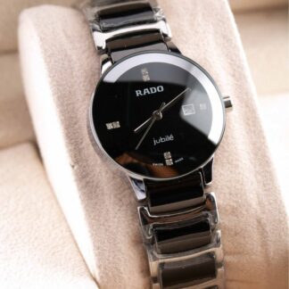 Ladies Ceramic Centrix Watch Silver Black