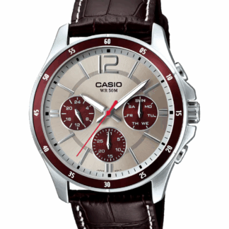 Men's Casio Leather Watch 1374L-7A1 50-meter Water Resist