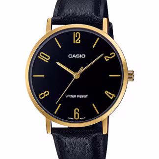 Men's Casio Leather Watch VT01GL-1B2 Water Resist