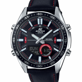 Casio Edifice Leather Watch EFV-C100L-1A 10-Year Battery